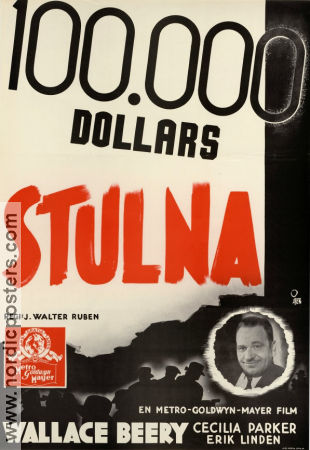 100.000 dollars stulna 1936 poster Wallace Beery Walter Ruben