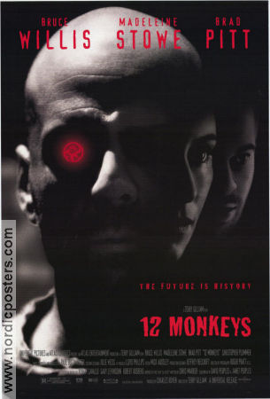 12 Monkeys 1995 poster Bruce Willis Brad Pitt Madeleine Stowe Terry Gilliam