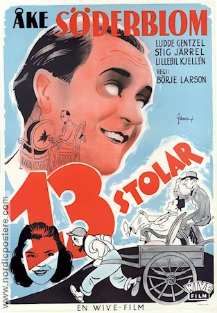 13 stolar 1945 poster Åke Söderblom Ludde Gentzel Lillebil Kjellen Börje Larsson Eric Rohman art