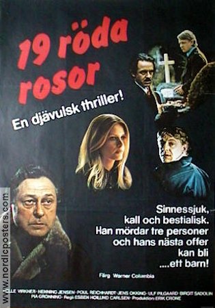 19 röda rosor 1974 poster Henning Jensen Poul Reichhardt Jens Okking Helle Virkner Esben Höilund Carlsen Danmark