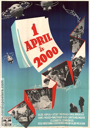 1. April 2000 1952 poster Hilde Krahl Josef Meinrad Waltraut Haas Wolfgang Liebeneiner Filmen från: Austria Rymdskepp Robotar