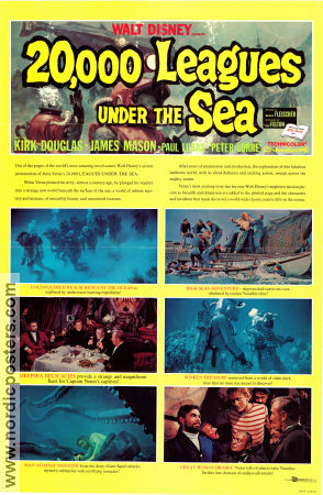 20000 Leagues Under the Sea 1954 poster Kirk Douglas James Mason Peter Lorre Richard Fleischer Dykning Fiskar och hajar