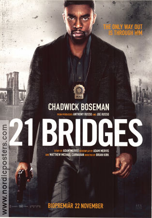 21 Bridges 2019 poster Chadwick Boseman Sienna Miller JK Simmons Brian Kirk Poliser