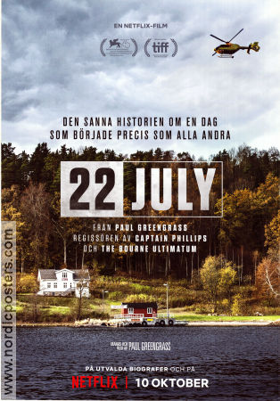 22 July 2018 poster Anders Danielsen Lie Jonas Strand Gravli Jon Öigarden Paul Greengrass Norge