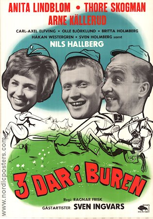 3 dar i buren 1963 poster Anita Lindblom Thore Skogman Arne Källerud Sven Ingvars Ragnar Frisk