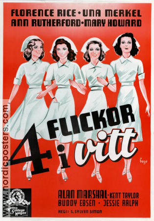 4 flickor i vitt 1939 poster Florence Rice S Sylvan Simon Medicin och sjukhus