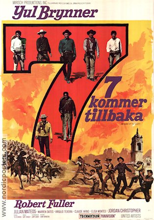 7 kommer tillbaka 1967 poster Yul Brynner Robert Fuller