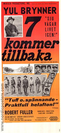 7 kommer tillbaka 1966 poster Yul Brynner Robert Fuller Julian Mateos Burt Kennedy