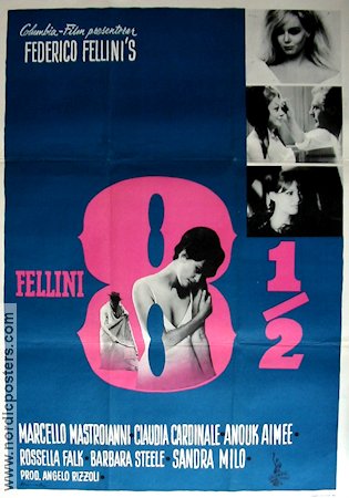 8 1-2 1963 poster Marcello Mastroianni Claudia Cardinale Anouk Aimée Federico Fellini