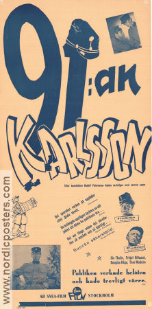 91:an Karlsson 1946 poster Gus Dahlström Holger Höglund Fritiof Billquist Thor Modéen Siv Thulin Hugo Bolander Affischkonstnär: Rudolf Petersson Från serier