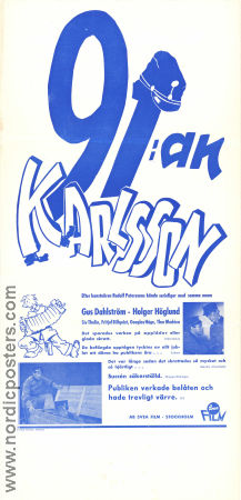 91:an Karlsson 1946 poster Gus Dahlström Holger Höglund Fritiof Billquist Thor Modéen Siv Thulin Hugo Bolander Affischkonstnär: Rudolf Petersson Från serier