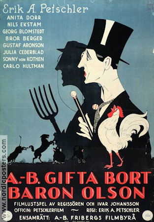 AB gifta bort baron Olson 1928 poster Bror Berger Erik A Petschler