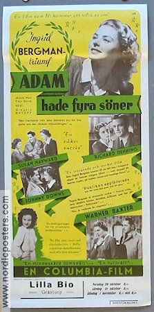 Adam hade fyra söner 1941 poster Ingrid Bergman Susan Hayward Warner Baxter