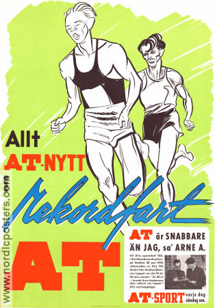 Aftontidningen AT sport 1944 affisch Arne Andersson Landsorganisationen LO Sport Hitta mer: Aftontidningen