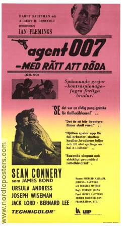 Agent 007 med rätt att döda 1962 poster Sean Connery Ursula Andress Terence Young Text: Ian Fleming