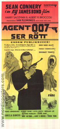 Agent 007 ser rött 1963 poster Sean Connery Daniela Bianchi Robert Shaw Lotte Lenya Terence Young Agenter
