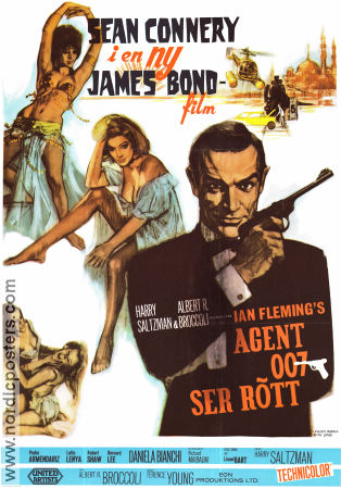 Agent 007 ser rött 1963 poster Sean Connery Daniela Bianchi Terence Young Ryssland Vapen Damer Agenter