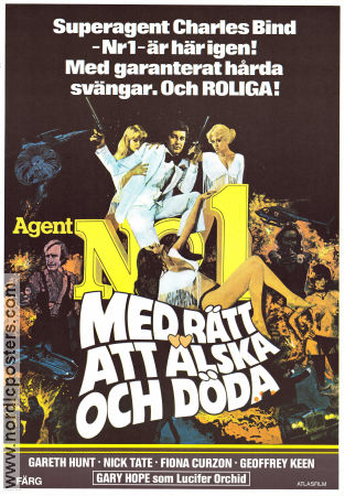 Agent no 1 Med rätt att älska och döda 1979 poster Gareth Hunt Nick Tate Fiona Curzon Lindsay Shonteff Agenter