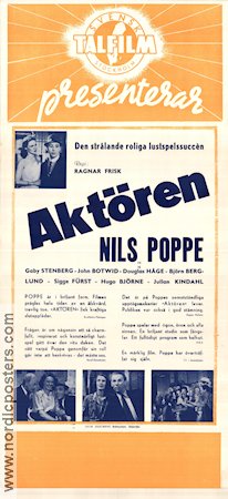 Aktören 1943 poster Nils Poppe Gaby Stenberg Björn Berglund Ragnar Frisk