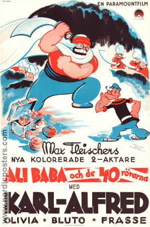 Ali Baba och de 40 rövarna 1937 poster Karl-Alfred Popeye Dave Fleischer Animerat