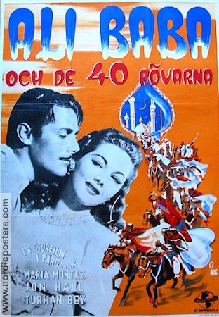 Ali Baba och de 40 rövarna 1943 poster Maria Montez Jon Hall Turhan Bey Arthur Lubin Äventyr matinée