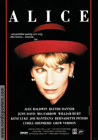 Alice 1990 poster Mia Farrow Joe Mantegna William Hurt Woody Allen