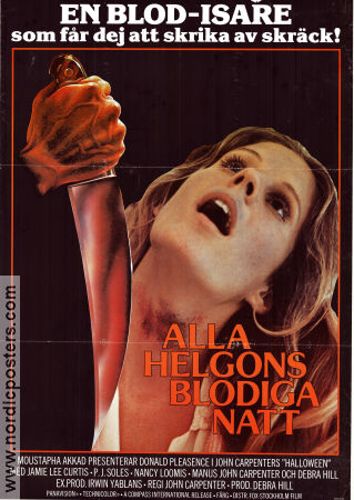 Alla helgons blodiga natt 1978 poster Donald Pleasence Jamie Lee Curtis Tony Moran John Carpenter Vapen