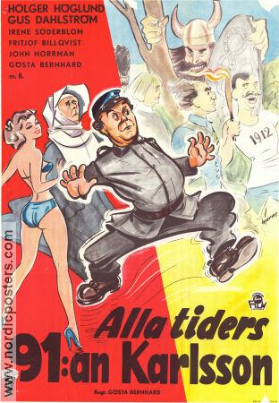 Alla tiders 91:an Karlsson 1953 poster Holger Höglund Gus Dahlström Irene Söderblom Gösta Bernhard Från serier