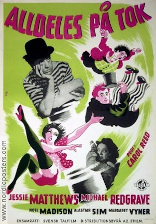 Alldeles på tok 1938 poster Jessie Matthews Carol Reed