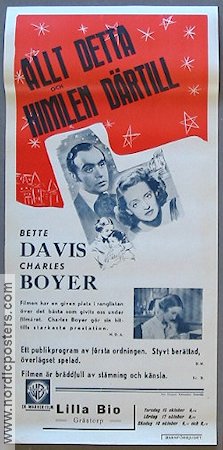 Allt detta och himlen därtill 1940 poster Charles Boyer Bette Davis