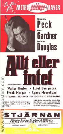 Allt eller intet 1949 poster Gregory Peck Ava Gardner Melvyn Douglas Robert Siodmak
