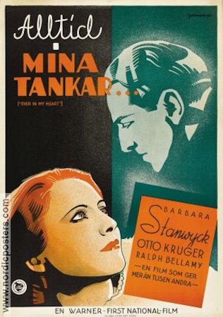 Alltid i mina tankar 1933 poster Barbara Stanwyck Otto Kruger Archie Mayo Eric Rohman art