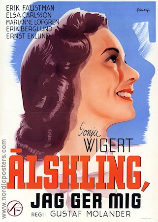 Älskling jag ger mig 1943 poster Sonja Wigert Eric Rohman art