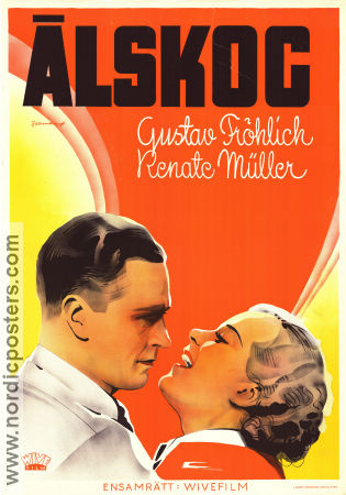 Älskog 1935 poster Renate Müller Gustav Fröhlich Heinrich Schroth Erich Waschneck Eric Rohman art