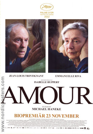 Amour 2012 poster Jean-Louis Trintignant Emmanuelle Riva Isabelle Huppert Michael Haneke