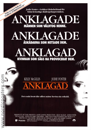 Anklagad 1988 poster Kelly McGillis Jodie Foster Jonathan Kaplan