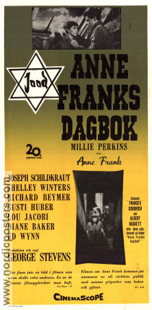 Anne Franks dagbok 1959 poster Millie Perkins Shelley Winters Joseph Schildkraut George Stevens Hitta mer: Nazi