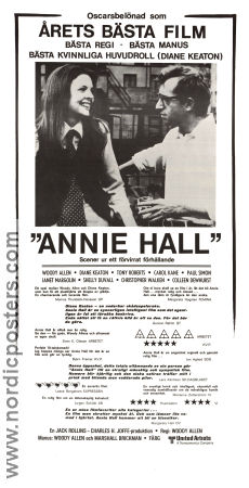 Annie Hall 1977 poster Diane Keaton Tony Roberts Carol Kane Paul Simon Shelley Duvall Woody Allen Romantik