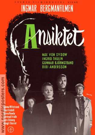 Ansiktet 1958 poster Max von Sydow Ingrid Thulin Gunnar Björnstrand Ingmar Bergman Affischkonstnär: Ranke Sandgren