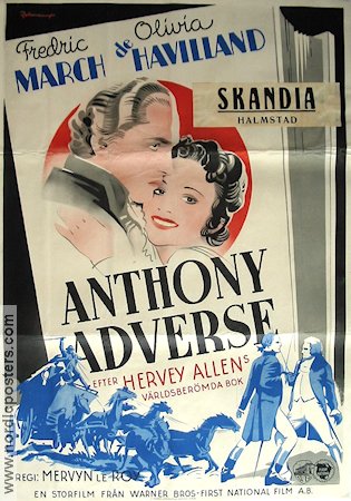 Anthony Adverse 1936 poster Fredric March Olivia de Havilland Donald Woods Mervyn LeRoy Eric Rohman art