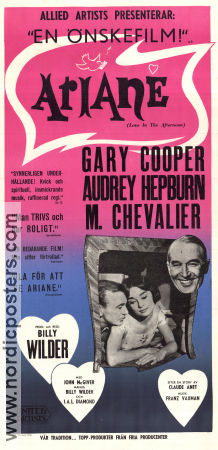 Ariane 1957 poster Audrey Hepburn Gary Cooper Maurice Chevalier Billy Wilder