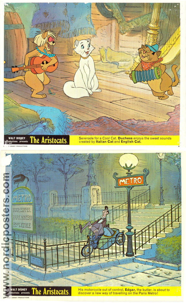 Aristocats 1970 lobbykort Phil Harris Wolfgang Reitherman Animerat Katter