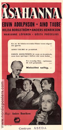 Åsa-Hanna 1946 poster Aino Taube Edvin Adolphson Hilda Borgström Anders Henrikson