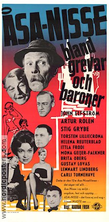 Åsa-Nisse bland grevar och baroner 1961 poster John Elfström Artur Rolén Stig Grybe Carli Tornehave Ragnar Frisk Hitta mer: Åsa-Nisse