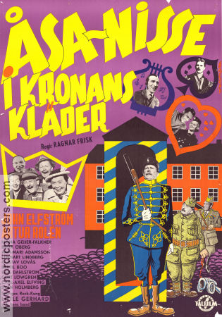 Åsa-Nisse i kronans kläder 1958 poster John Elfström Artur Rolén Brita Öberg Little Gerhard Bertil Boo Ragnar Frisk Hitta mer: Åsa-Nisse