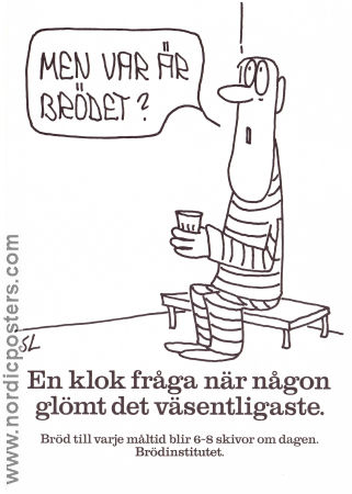Ät mera bröd Fängelse 1978 affisch Hitta mer: Brödinstitutet Affischkonstnär: Staffan Lindén Mat och dryck