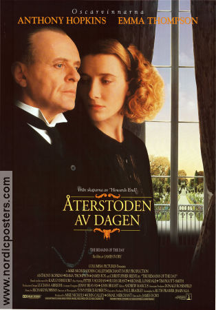 Återstoden av dagen 1993 poster Anthony Hopkins Emma Thompson John Haycraft James Ivory Text: Kazuo Ishiguro Romantik