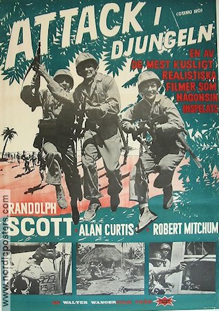 Attack i djungeln 1943 poster Randolph Scott Alan Curtis Robert Mitchum Krig