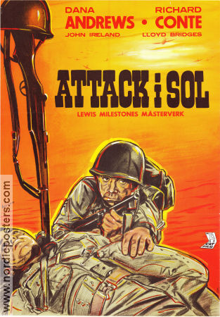 Attack i sol 1945 poster Dana Andrews Richard Conte John Ireland Lloyd Bridges Lewis Milestone Krig