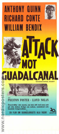 Attack mot Guadalcanal 1943 poster Anthony Quinn Richard Conte William Bendix Lewis Seiler Krig
